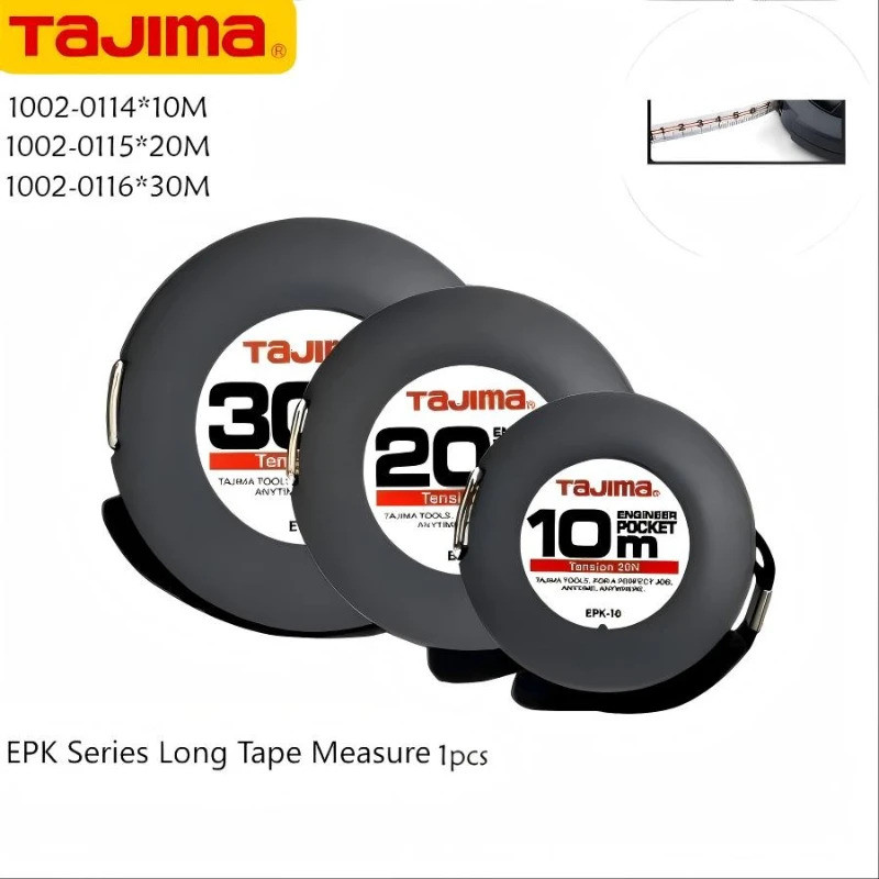 TAJIMA 10/20/30m EPK Series เทปวัดเหล็กยาวแบบพกพา Abrasion ทนเครื่องมือวัด 1002- 0114/1002-0115/1002-0116