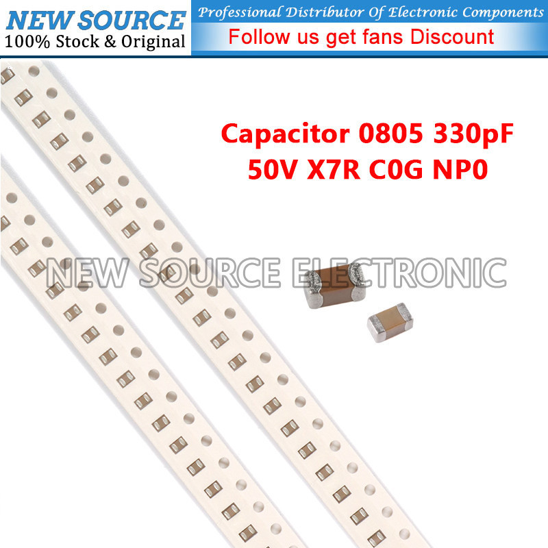 [20 ชิ้น] 08805 330pF ±10% ±5% 50V X7R C0G NP0 SMD Chip Multilayer Ceramic Capacitor แหล่งใหม่