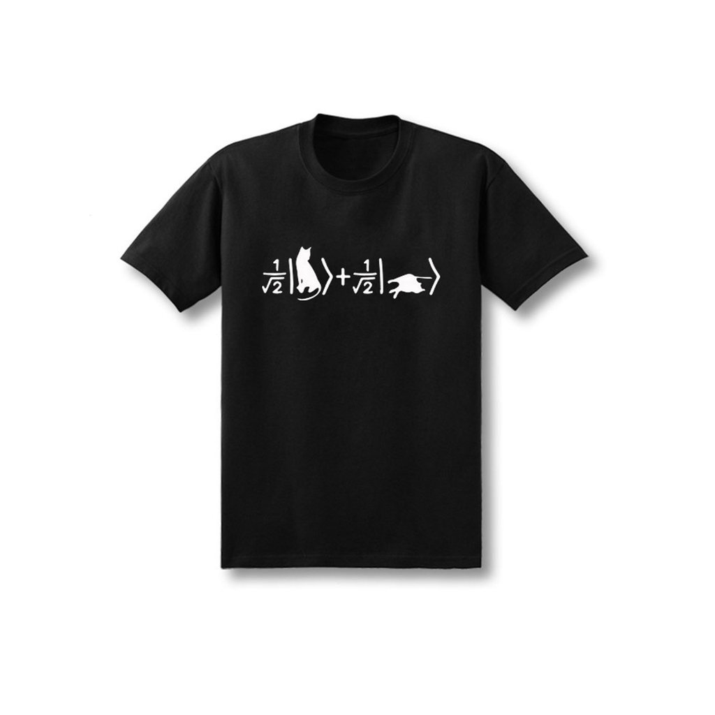 ฤดูร้อนสไตล์ใหม่ Geek Geek Geek ทางกายภาพ Quantum ช่าง Xue Dingmings Cat สูตรแขนสั้นเสื้อยืดผ้าฝ้ายแ