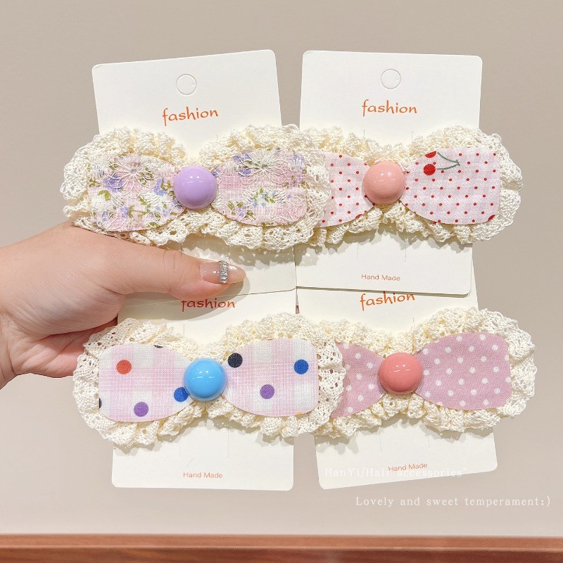 Kawaii หวานพาสเทลลูกไม้โบว์เด็ก Magic Fringe ผม Velcro Patch ดอกไม้เชอร์รี่ลายสก๊อต Dot Reusable Self กาวสติกเกอร์แฟชั่น Bun โรงเรียนทุกวันอุปกรณ์เสริมผมสําหรับสาวน้อย