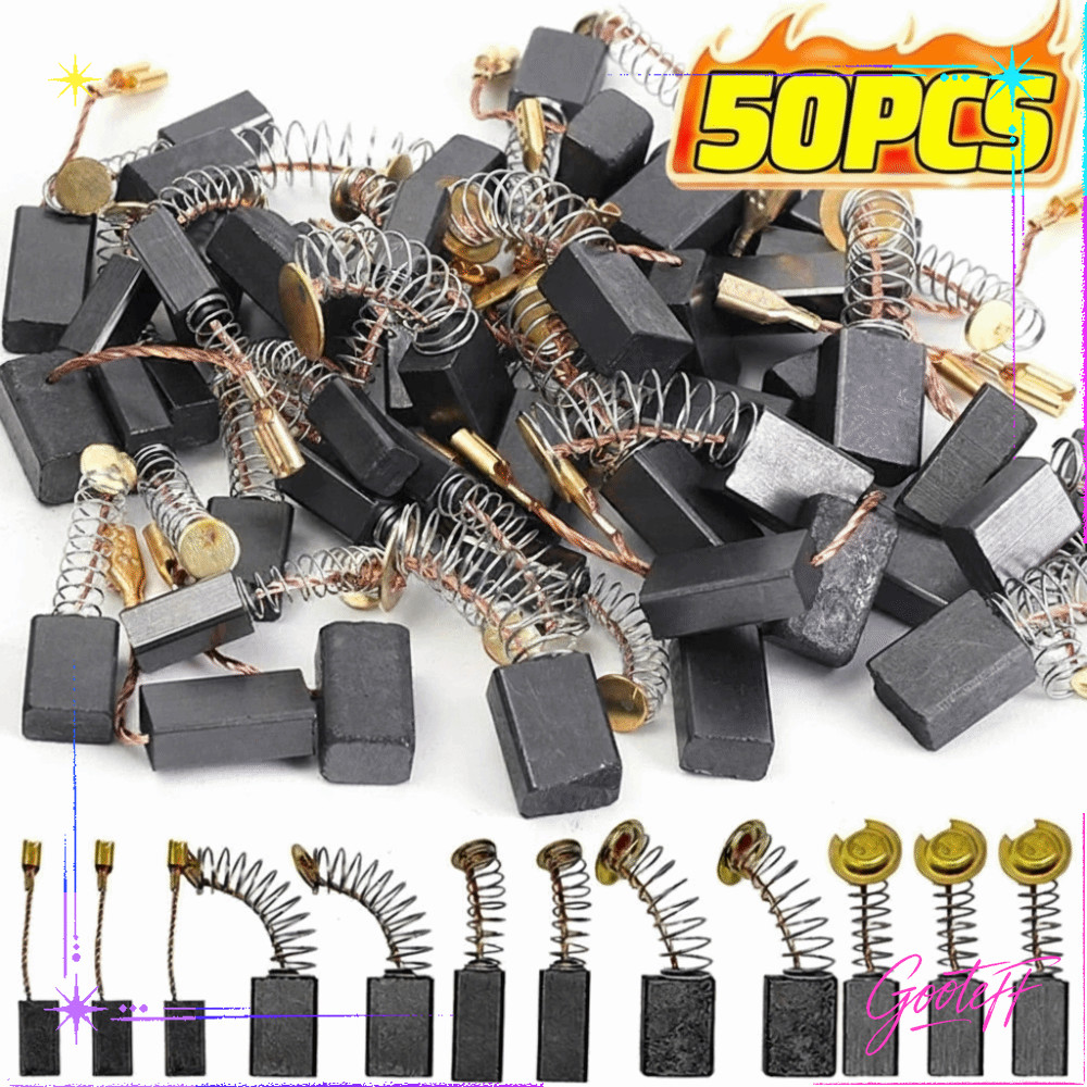 สัญลักษณ์ 50ชิ้นเครื่องมือไฟฟ้าแปรงคาร์บอน,ที่มีฐานโลหะชุดเปลี่ยนแปรงคาร์บอนสําหรับงานหนัก,5รุ่นมอเตอร์ไฟฟ้าแปรงคาร์บอน