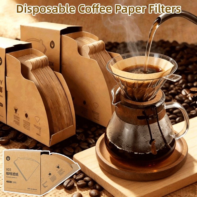 100 ชิ้น V60 หยดกระดาษกรองกาแฟกรองเทกระดาษ V รูปร่างหม้อกระดาษ Conical กาแฟกรอง