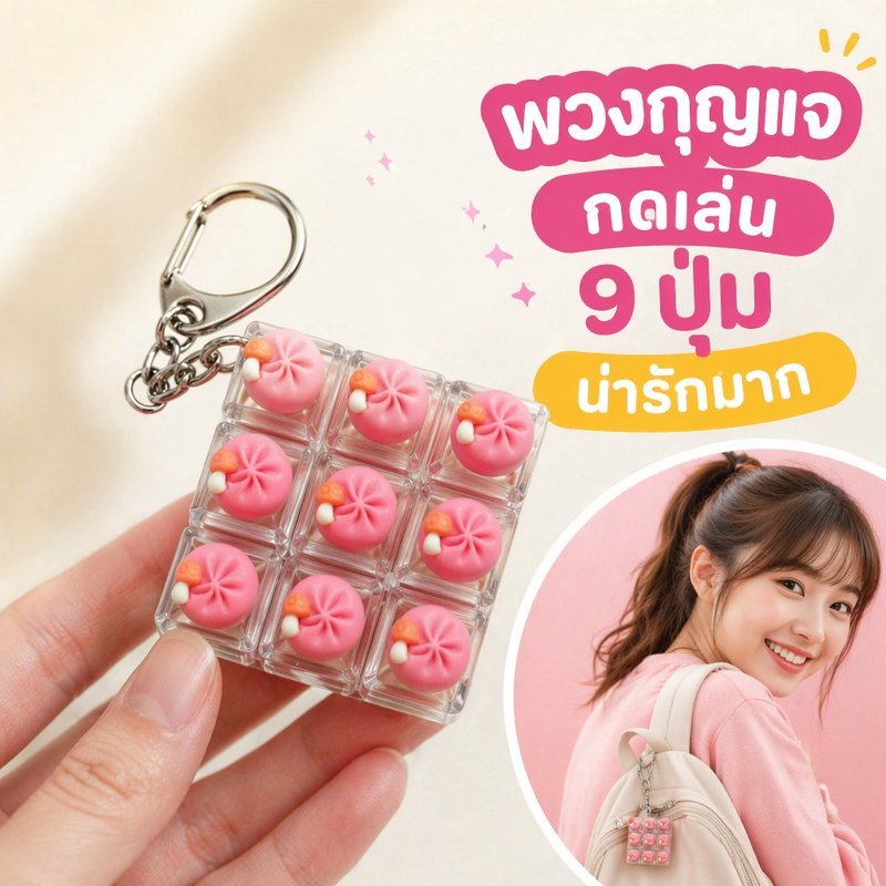 พวงกุญแจฟิดเจ็ท คีย์บอร์ดคลิกเกอร์ แคปกดนิ้ว เสียงคลิก คลายเครียด ของเล่นพกพา