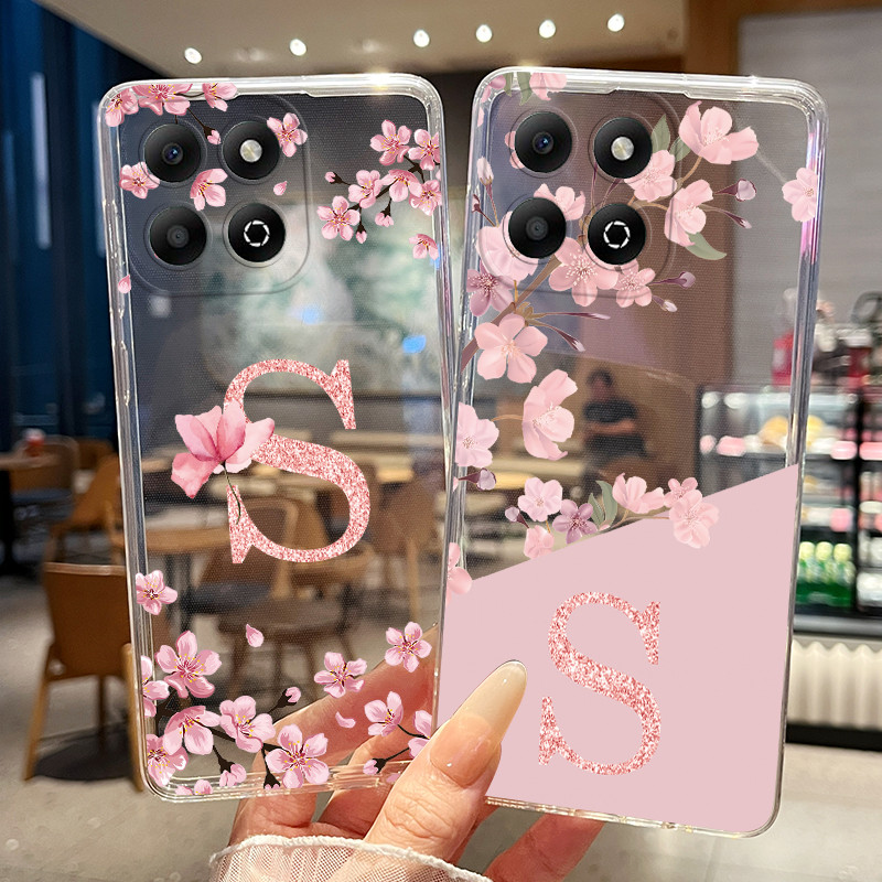 เคสโทรศัพท์สําหรับ Honor X6b / Honor X6c กรณีดอกไม้โปร่งใส Slim Soft ซิลิโคนคู่สําหรับ Honor X6b X6c