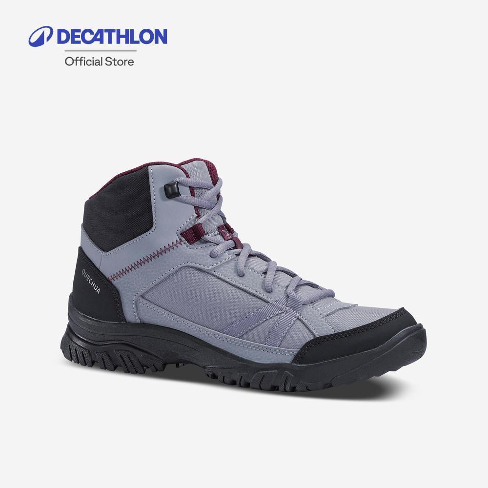 Decathlon Women’S Hiking Boots - Nh100 Mid รองเท้าหุ้มข้อผู้หญิงสำหรับใส่เดินป่า รุ่น Nh100 - Grey