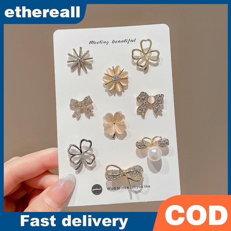 ETH เข็มกลัดแฟชั่นดอกไม้โบว์เข็มกลัดสําหรับผู้หญิงโลหะ Anti-glare Lapel Pin เสื้อผ้าคงที่ Pins เสื้อกันหนาวเสื้อผ้าอุปกรณ์เสริม TH