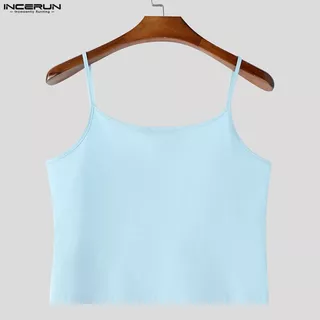 INCERUN Men Korean Street Sport Style Square Collar Sleeve Fitness Muscle Fit Tanks