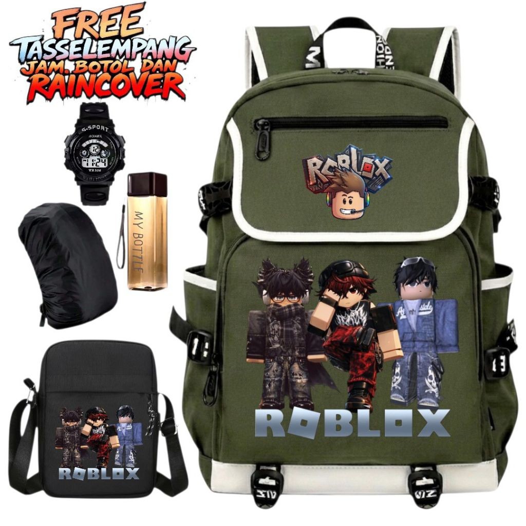 กระเป๋าเป้นักเรียนชาย Ava Roblof Backpack Trend Fashion Kids Roblox School Bag
