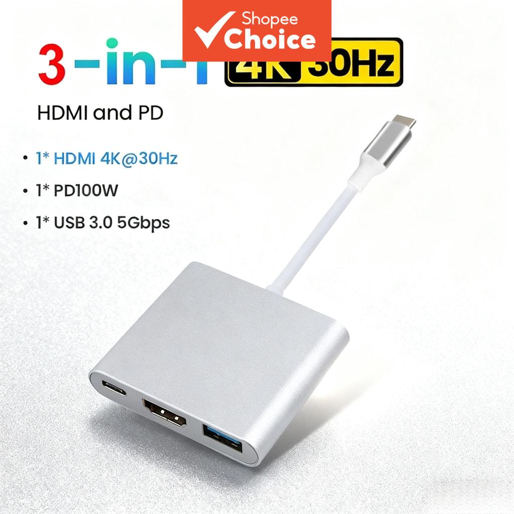 ฮับ USB C สําหรับ MacBook Air, HDMI Splitter 4K, เครื่องอ่านการ์ด SD, อะแดปเตอร์ OTG