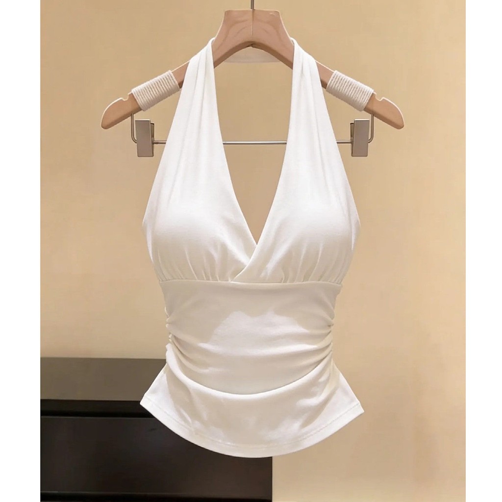 Pure Desire Halter คอ V คอ Halter กลับ Camisole ผู้หญิงฤดูร้อนสวมใส่ด้านนอกด้านใน Bottoming พร้อมแผ่