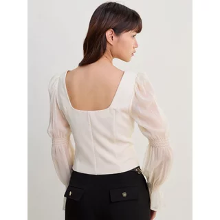 [Pomelo] เสื้อเชิ้ตแขนพองทรงเข้ารูป / Puffed Long Sleeve Top