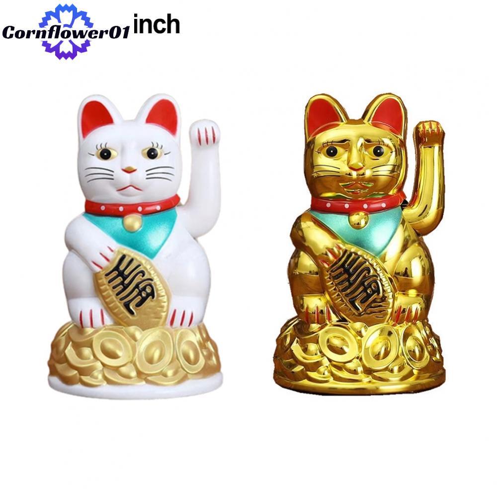 [cornflower01]Home and Office Decoration Lucky Cat Beckoning Maneki Neko Gold 6 5 inch
