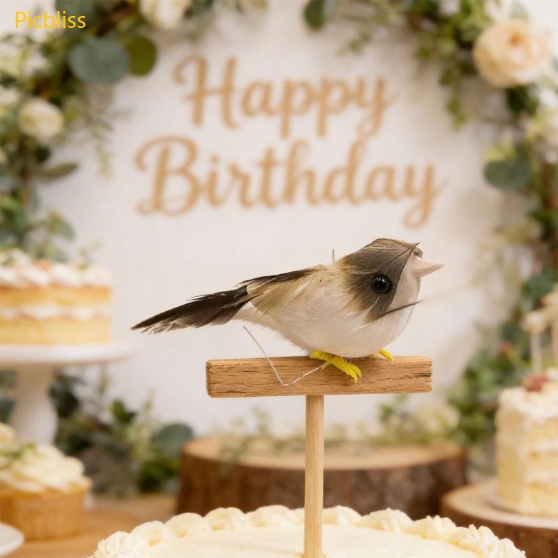 Picbliss 6 24 ชิ้น Miniature จําลองพลาสติกนกตกแต่งประดิษฐ์ Sparrows ตุ๊กตาสําหรับ Garden Yard เทศกาล