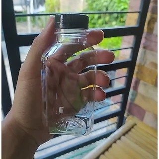 ขวดพลาสติก PET ขนาด 200 ml. ทรงขวดแบนเรียบ จำนวน 120 ขวด พร้อมฝาให้เลือก 11 สี PET 14