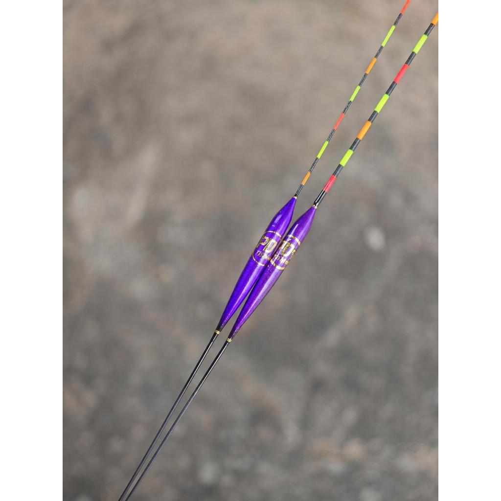 เซ็ตคู่ทุ่นสายรั้ง PD Fishing งานขนนก สีม่วงหางตัน สีม่วงหางโปร่ง * แถมลูกหมุนพร้อมใช้งาน