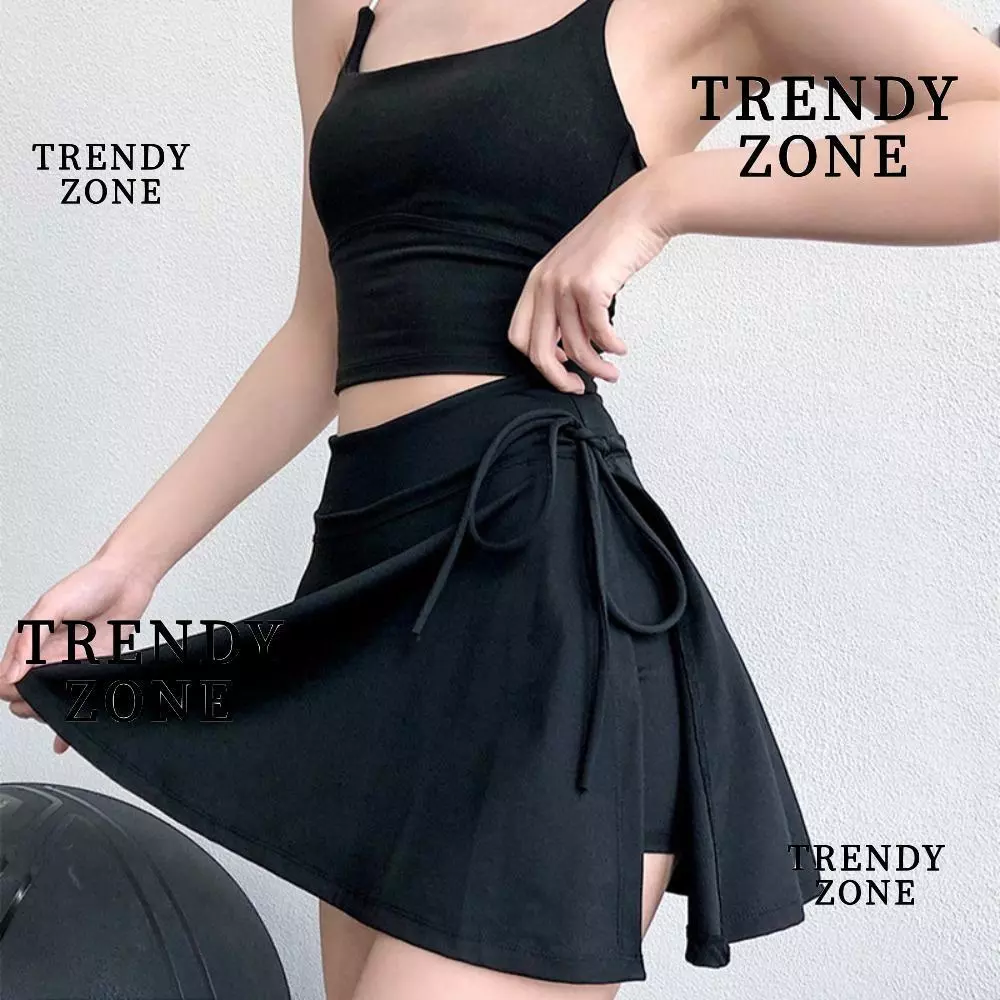 Trendyzone กระโปรงสั้น PVA สีพื้น สําหรับออกกําลังกาย เล่นโยคะ