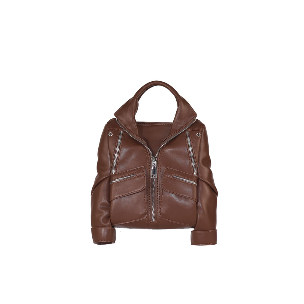 ผู้หญิงน่ารักหนัง PU Biker-Style กระเป๋าสะพายข้างมีสไตล์ Creative PU Zipper กระเป๋าถือผู้หญิง