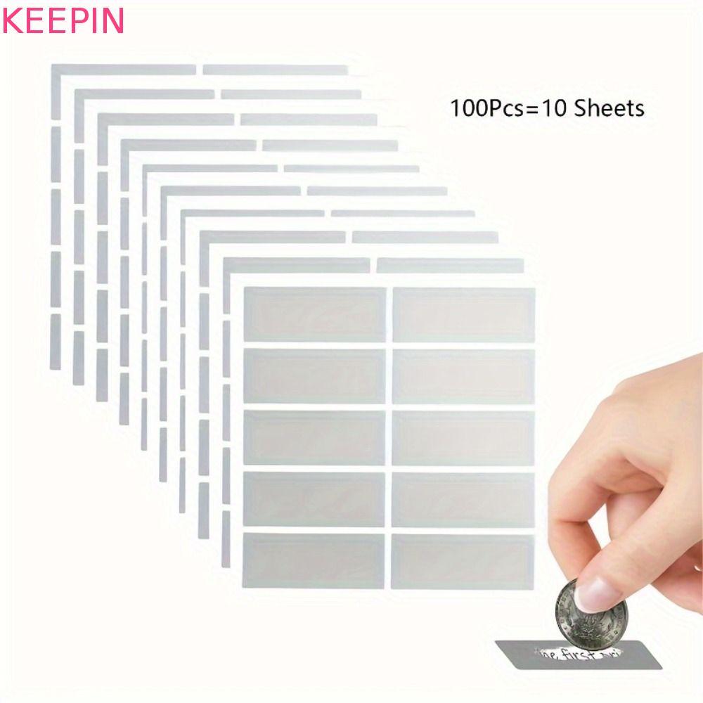 KEEPIN 100pcs Scratch Off สติกเกอร์, Creative กาวขูดสติกเกอร์ Scratch การ์ด, ศิลปะสติกเกอร์รูปสี่เหลี่ยมผืนผ้าตลก Scratch Off การ์ดของขวัญ Raffle