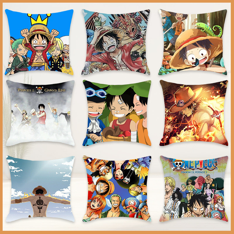 ชุดวันพีซการ์ตูนลูฟี่เซารอนตัวละครปลอกหมอนบ้านอะนิเมะเลียนแบบโซฟานุ่มพิเศษหมอนนิทรรศการการ์ตูนโดยไม่ต้องแกนปลอกหมอนลายด้านเดียว