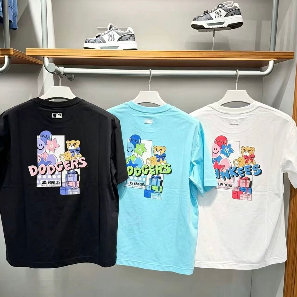 MBL เสื้อยืดคอกลมผ้าฝ้ายพิมพ์ลายกีฬา unisex
