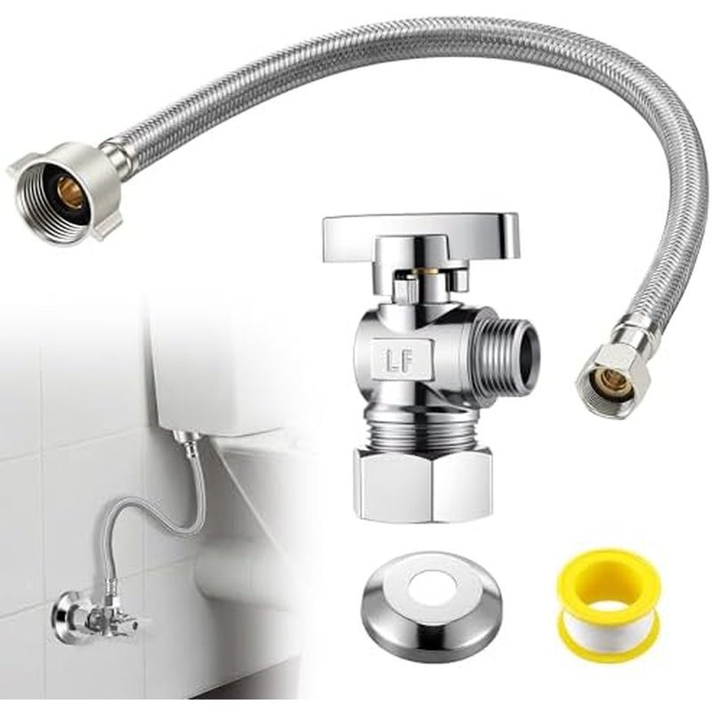 ชุดวาล์วชักโครก, ชุดน้ําเชื่อมต่อโถสุขภัณฑ์พร้อม 3/8" COMP x 7/8" BC Stainless Steel Toilet Connecto
