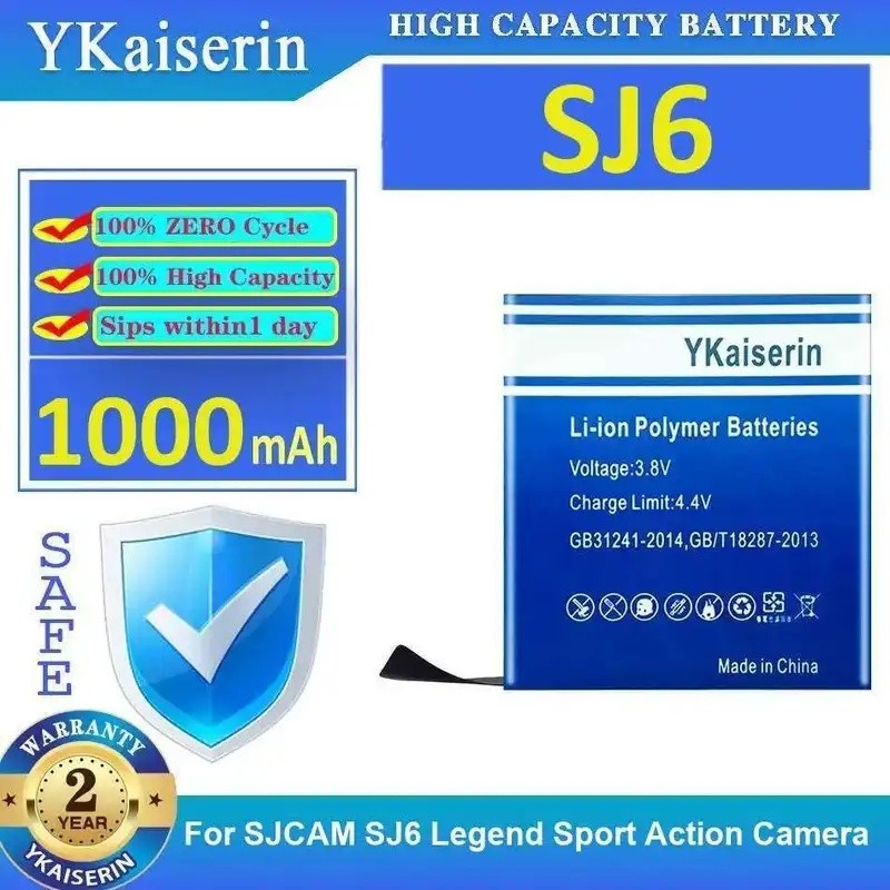 เปลี่ยนที่เชื่อถือได้สําหรับ Sjcam SJ6 Legend Sport Action Camera 1000Mah Sports Battery