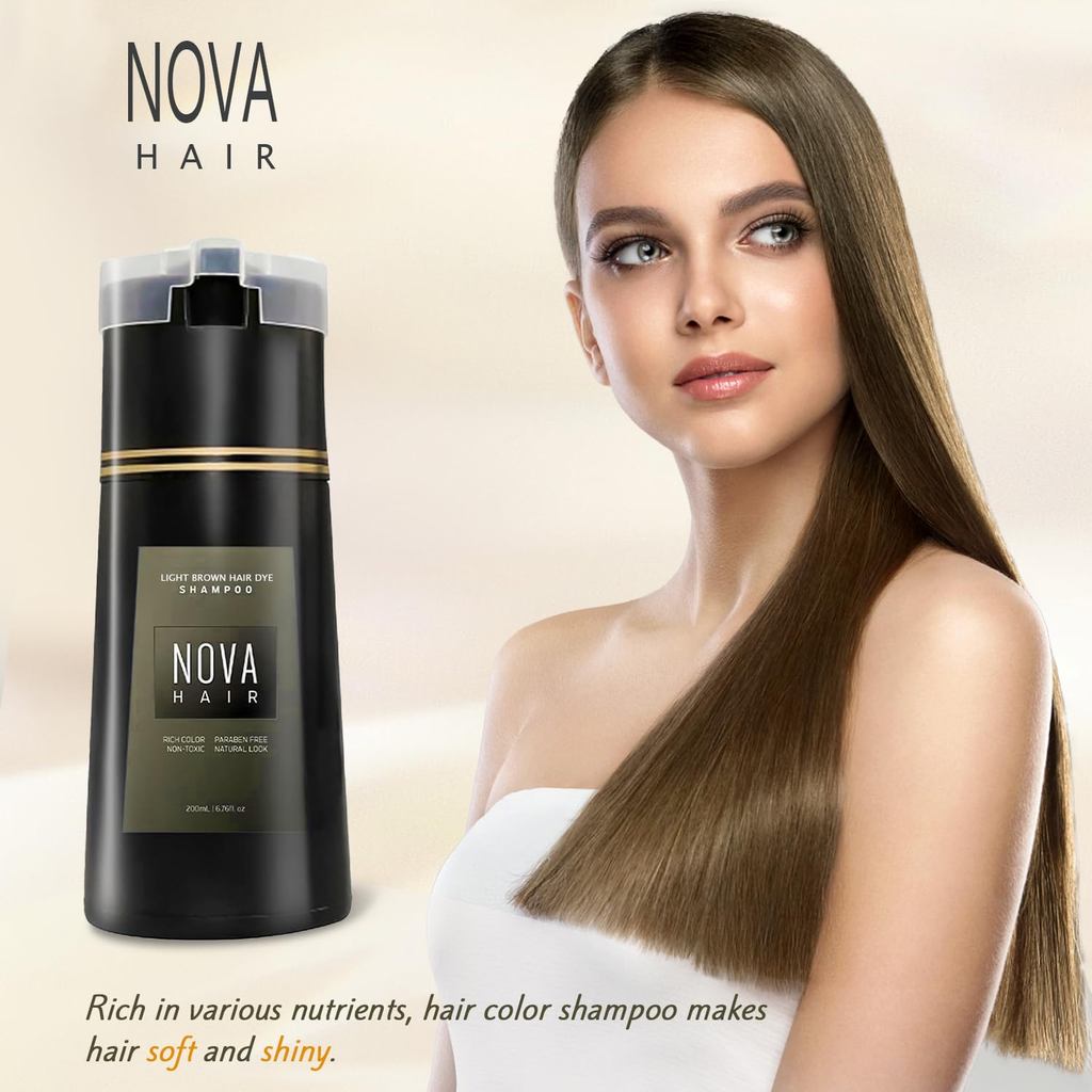Nova Hair Dye Shampoo,Nova Hair Instant Dye Shampoo,Nova Hair Dye Shampoo 3 in 1 สําหรับผู้ชายและผู้