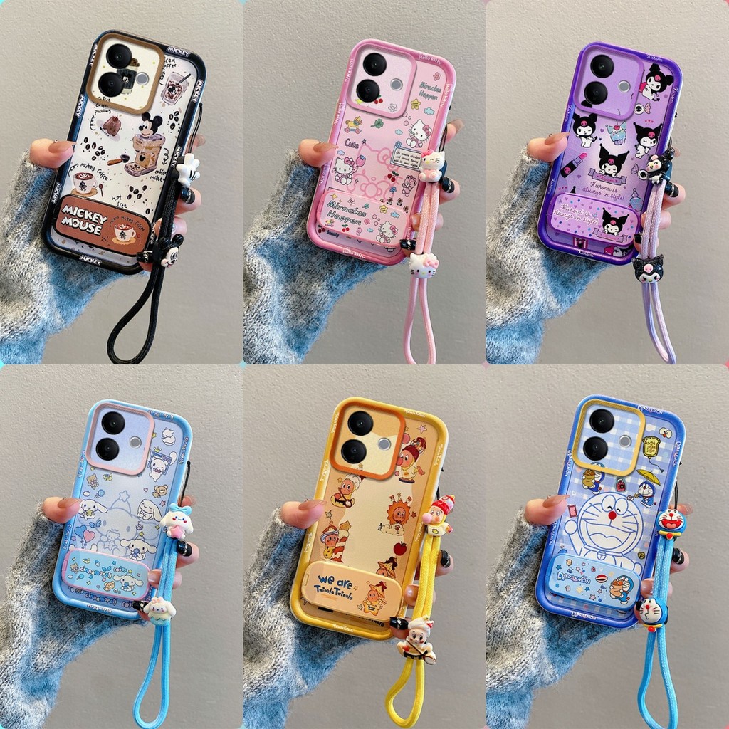 เคส VIVO V60 Lite 5G กระจกการ์ตูนน่ารักพร้อมขาตั้งเคสโทรศัพท์