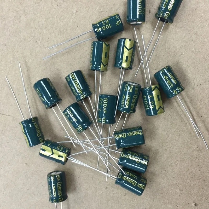 50pcs 100uF 63V ความถี่ Radial Electrolytic Capacitor 63V100UF 8*12 มม.