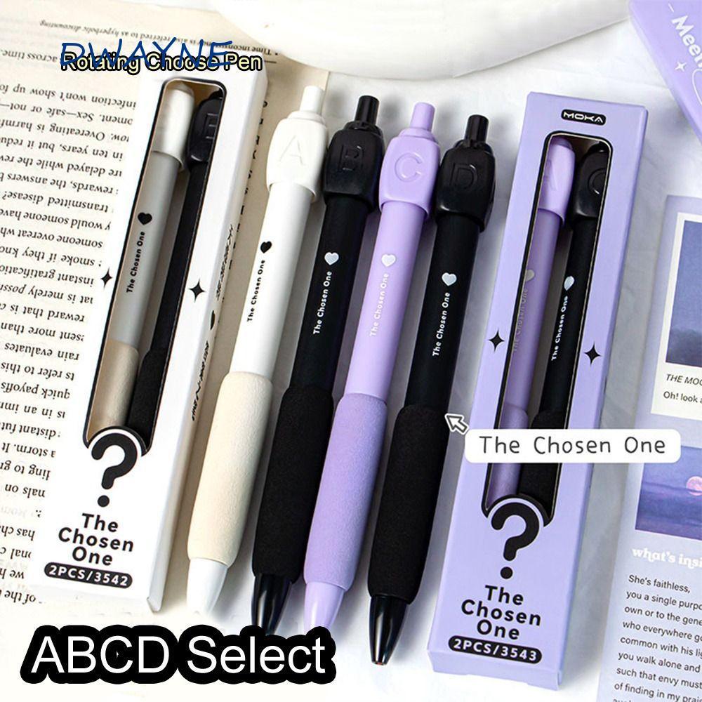 DWAYNE 2PCS เลือกปากกา, ABCD เลือกความแปลกใหม่หมุนคําตอบปากกา, Creative 0.5 มม.สนุกเขียนปากกาลูกลื่นของเล่นเครื่องเขียน