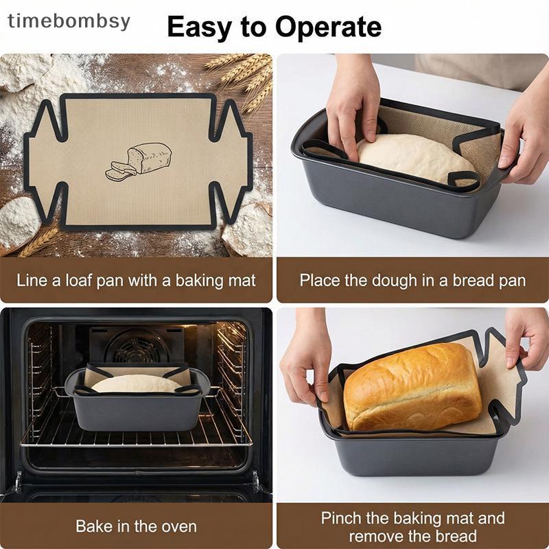 (time) ขนมปัง Loaf Pan Liners ซิลิโคน Nonsti Reusable 2 Pa Long Tab Handles สําหรับ 9 นิ้ว Loaf Pans เตาอบปลอดภัยครัวเบเกอรี่ (TH)