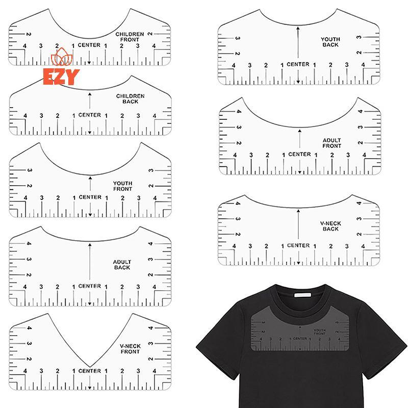 EZY 8 ชิ้น T เสื้อไม้บรรทัดคู่มือ PVC เสื้อยืดไม้บรรทัดการออกแบบศูนย์ T เสื้อการจัดตําแหน่งเครื่องมื