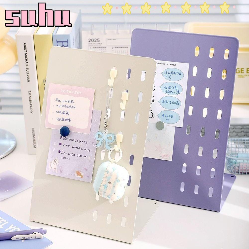 SUHUHD กระดานแสดงแม่เหล็ก, โลหะพร้อมกระดานข้อความเดสก์ท็อป Pegboard, คุณภาพสูง DIY ออกแบบป้ายบันทึกการจัดเก็บเดสก์ท็อปแนวตั้งชั้นเก็บองค์กรเดสก์