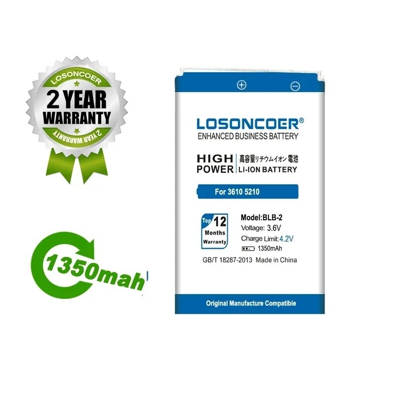 LOSONCOER แบตเตอรี่ 1350mAh BLB-2 BLB2 แบตเตอรี่สําหรับ Nokia 3610 5210 6500 6510 7650 8210 8250 831