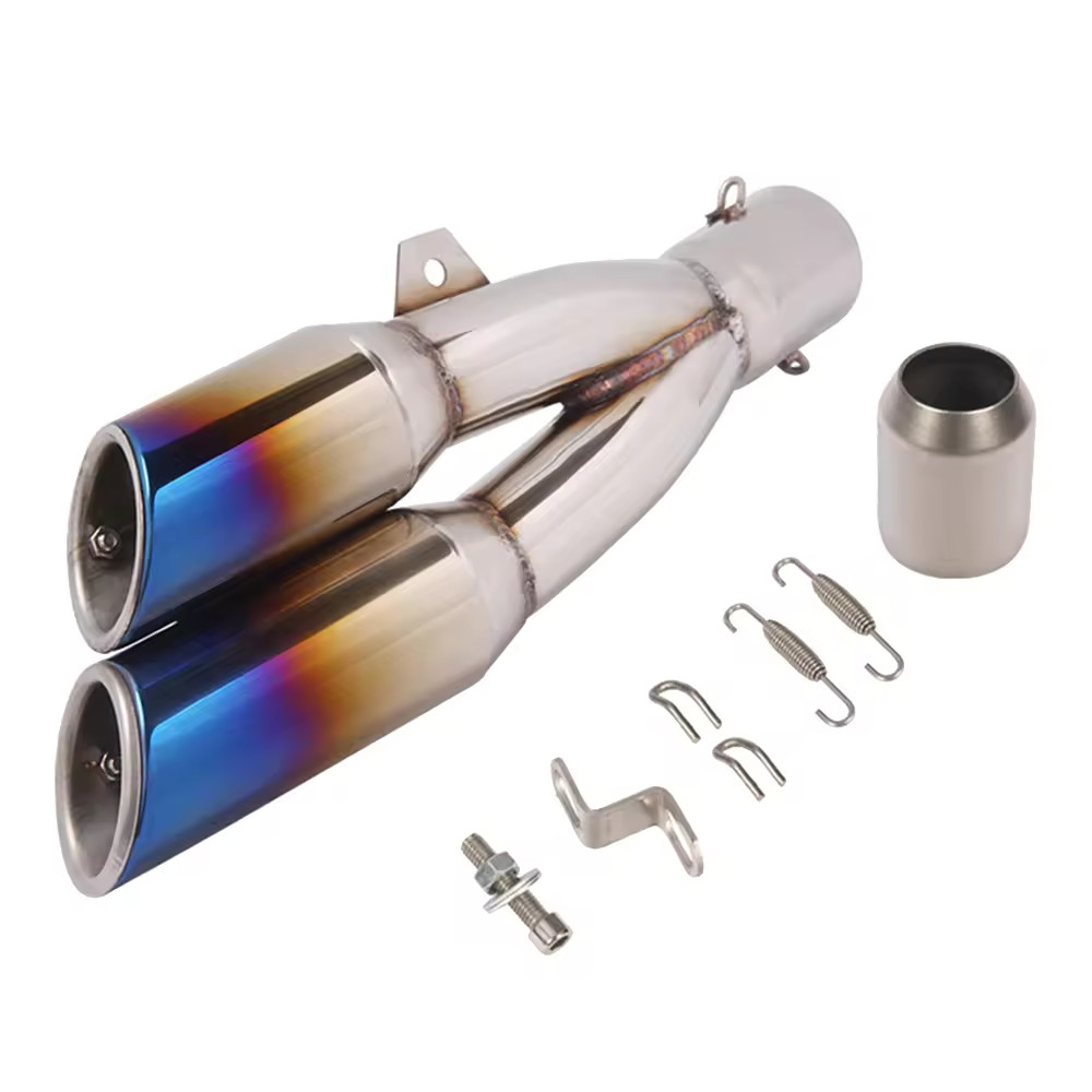 Premium-Motorcycle Modified Double Outlet ท่อไอเสียท่อไอเสีย Universal Motorcycle Exhaust