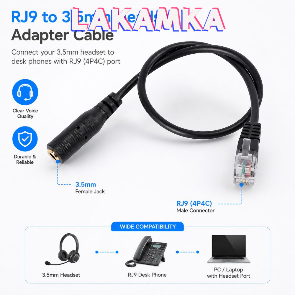 สายอะแดปเตอร์ LAKAMKA RJ9, อะไหล่ขั้วต่อ RJ9 RJ9, Professional Universal เปลี่ยนสายอะแดปเตอร์แจ็ค 3.