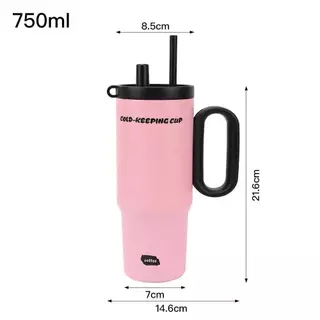 【การจัดส่งในประเทศไทย】แก้วเก็บความเย็น 750ML สแตนเลส316 ถ้วยเย็นแบบพกพา แก้วเก็บความเย็น พกพาง่าย พร้อมหลอดดูดและที่กรอง