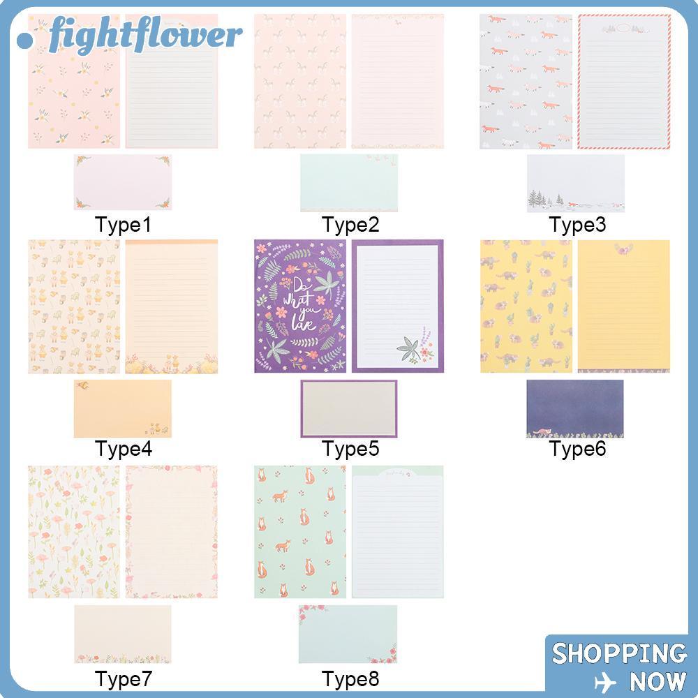 FIGHT Letter เครื่องเขียนอุปกรณ์สํานักงานโรงเรียนการ์ตูนสัตว์ดอกไม้พิมพ์พร้อมซองจดหมาย 3 ชิ้น