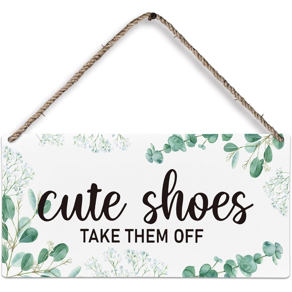 Huester รองเท้าน่ารัก Take Them Off Wood Plaque Sign, Take Your Shoes Off Sign for Home, Remove Shoe