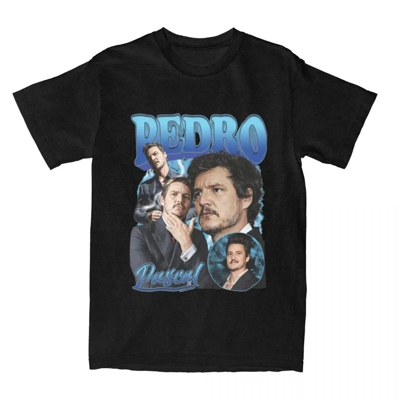 เสื้อยืด Bootle Pedro Pascal เสื้อยืดวินเทจ เสื้อยืด Unis สตรีทแวร์ แขนสั้น Pedro Pascal เสื้อยืดไซส