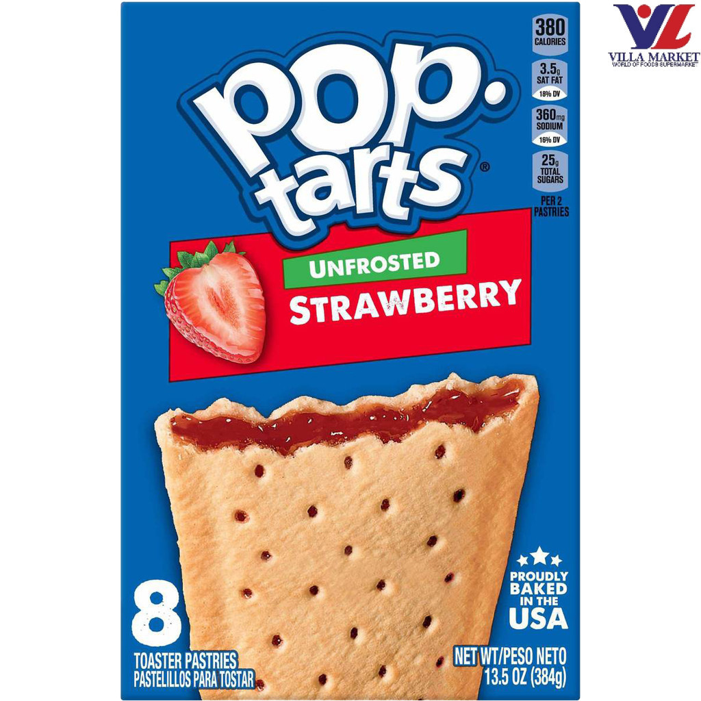 Kellogg'S Pop Tart Unfrosted Strawberry เคลล็อกส์ ป๊อปทาร์ต รสสตรอว์เบอร์รี (ไม่เคลือบน้ำตาล)