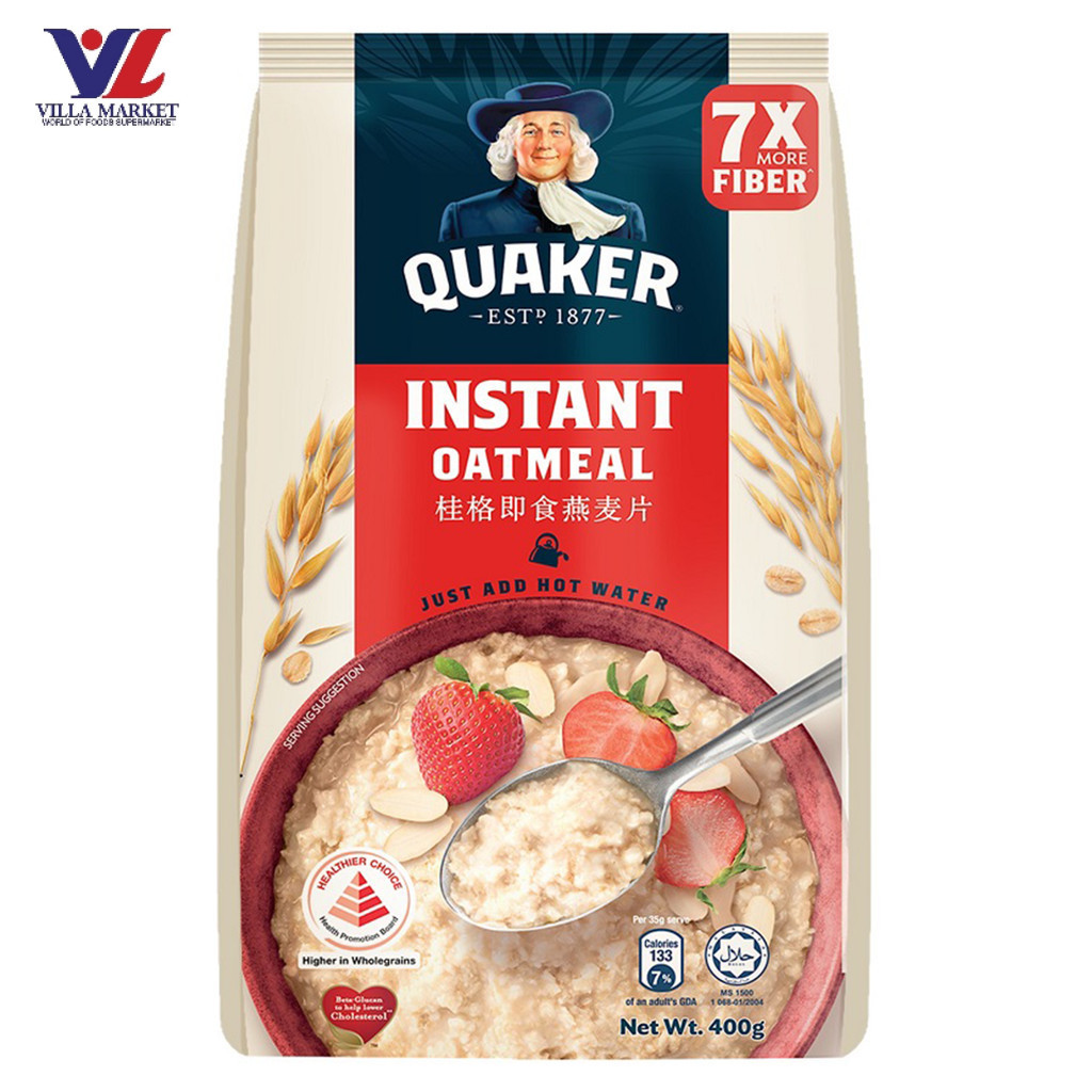 Quaker ข้าวโอ๊ตสำเร็จรูป สูตรต้นตำรับ แบบซองนำเข้า เควเกอร์ 400G