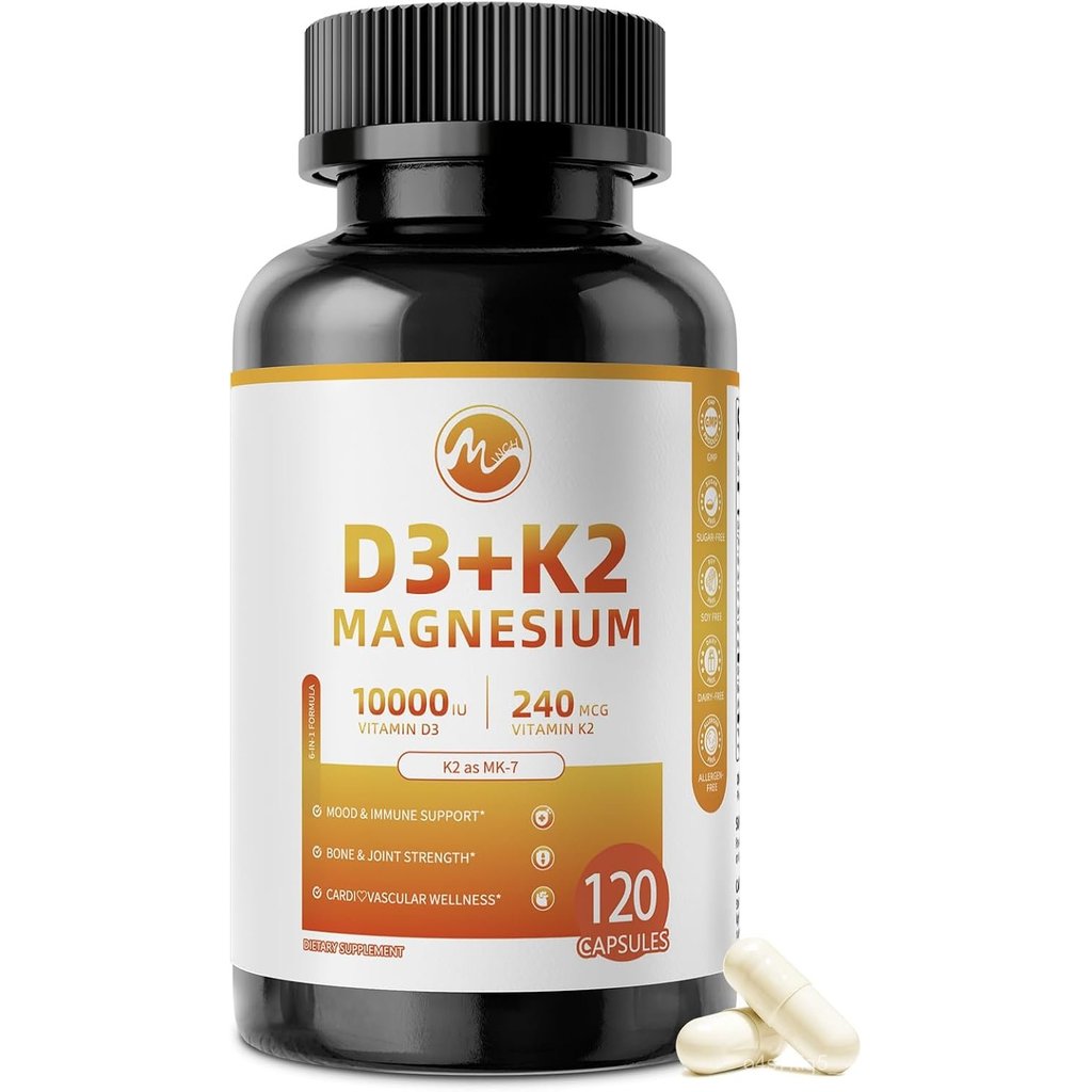 M นิ้ว วิตามิน D3 K2 มี,วิตามิน D3 10000 IU,วิตามิน K2 MK-7 240 ไมโครแกรม,6 รวม 1 K2 D3 วิตามินเสริม
