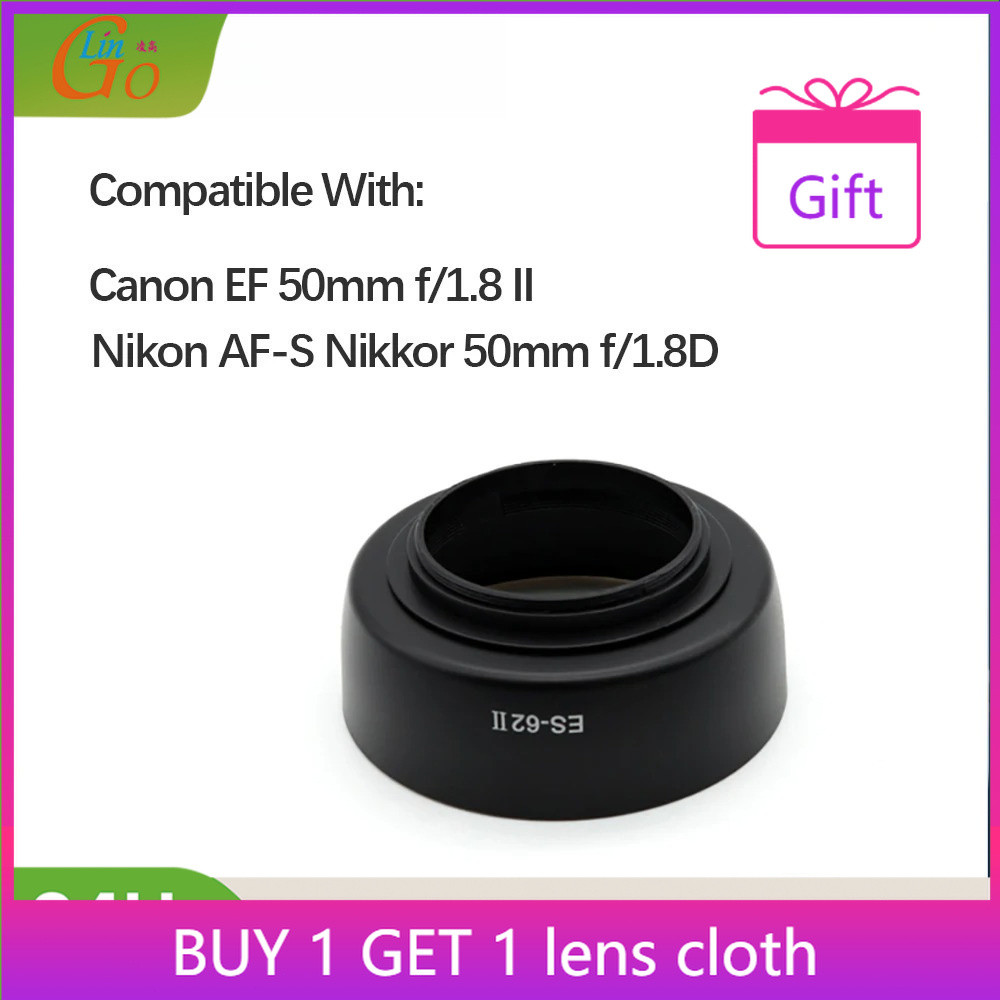 เลนส์ Canon ฮูด ES-62 II สําหรับ EF 50 มม.f/1.8 II Nifty Fifty สําหรับ Nikon AF Nikkor 50 มม. f/1.8D