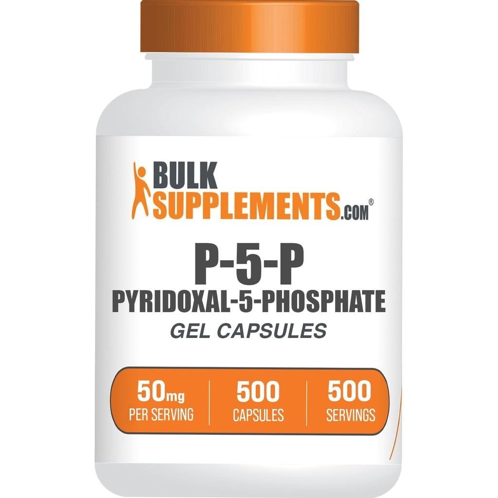 Bulkplements.com Pyridoxal 5 แคปซูลฟอสเฟต - P5P ขยายวิตามิน B6 - จําเป็นและปราศจากกลูเตน 1 แคปซูลต่อ