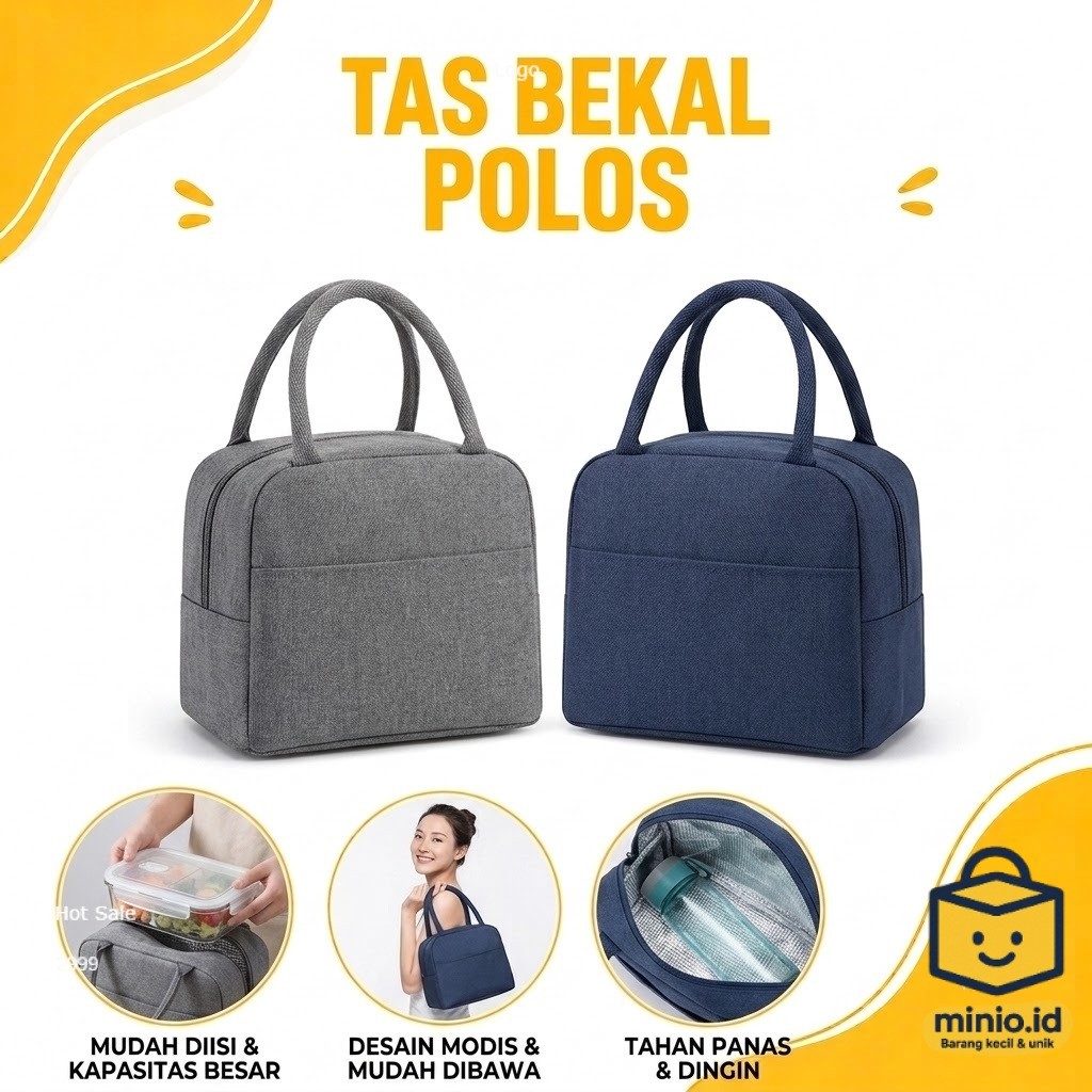 MINIO.ID Lunch / Cooler Bag Zippered Lunch Bag PLAIN / LUNCH BAG WATERPROOF LUNCH BOX VS-8