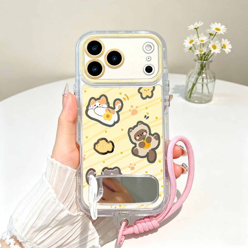 เหมาะ เคสไอโฟน iPhone 18/17PROMAX 17AIR Apple 16PRO 15ProMax 14PLUS 13 12 11pro วงเล็บกระจก-HLJMNY161