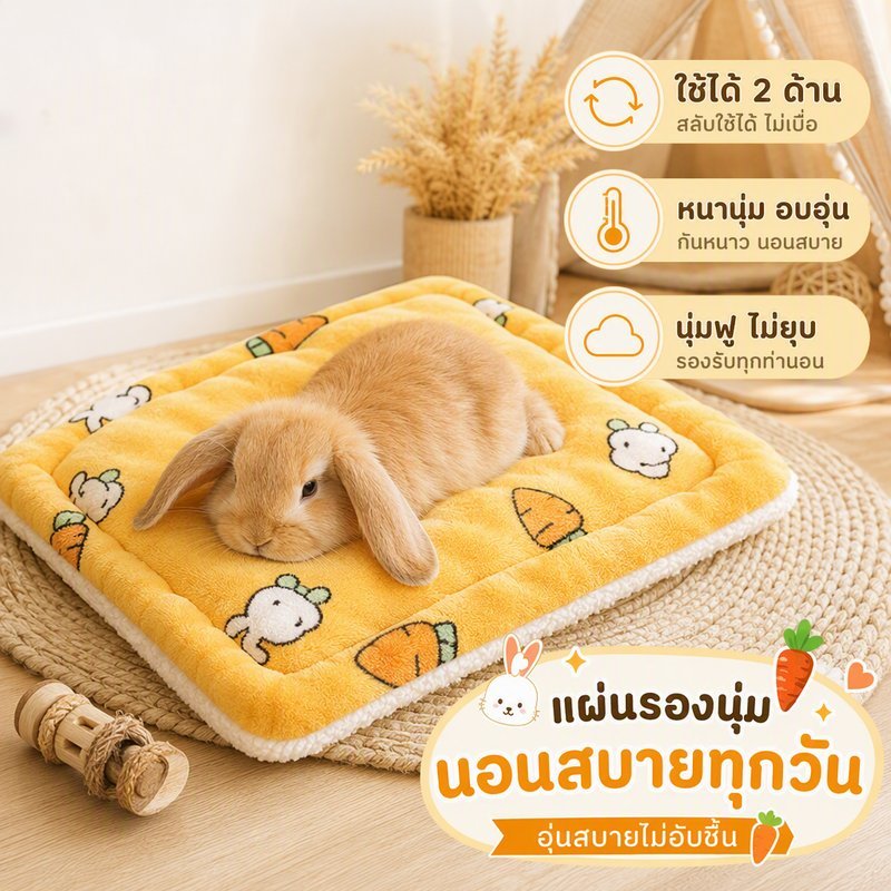 แผ่นรองกรงกระต่าย ที่นอนกระต่าย ผ้าฟลานเนล นุ่มหนา ใช้ได้2ด้าน เบาะสัตว์เลี้ยง ซักง่าย