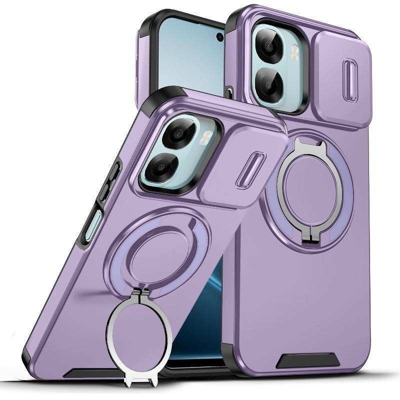 สําหรับ OPPO A6 Pro A6X A6T A6S A6C A6 เคสโทรศัพท์สไลด์กล้องแหวนขาตั้งแม่เหล็กกันกระแทกเกราะปกแข็ง