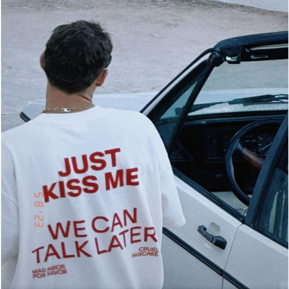 JUST KISS ME ส่วนบุคคลตัวอักษรลําลองอเนกประสงค์ฤดูร้อนสนุกชุดคู่รัก